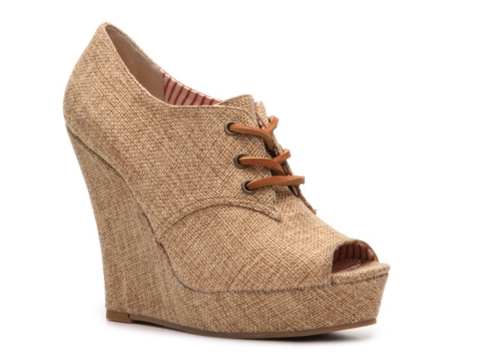 BC Footwear Ruffle Wedge Bootie