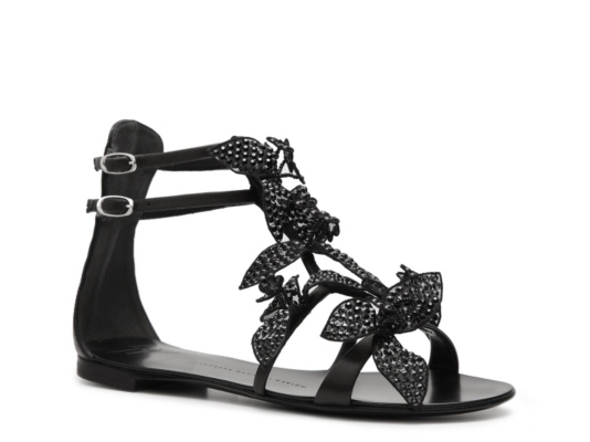 Giuseppe Zanotti Leather Flower Flat Sandal