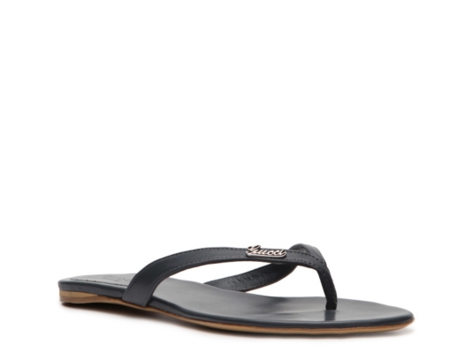Gucci Leather Script Flip Flop