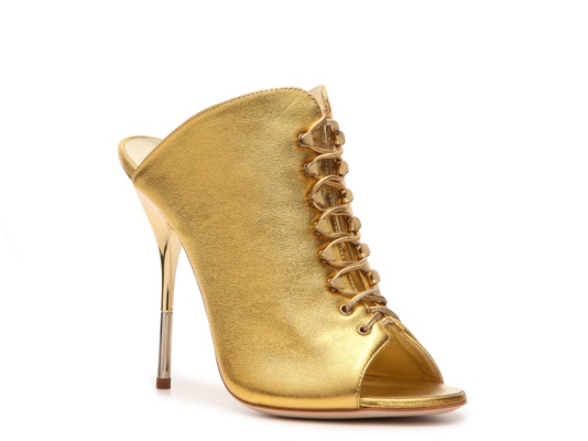 Giuseppe Zanotti Metallic Leather Peep Toe Mule