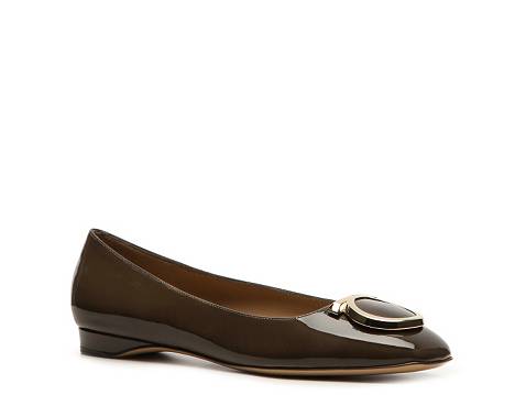 Salvatore Ferragamo Patent Leather Logo Flat | DSW