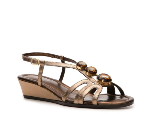 Rangoni by Amalfi Maddelena Metallic Leather Wedge Sandal