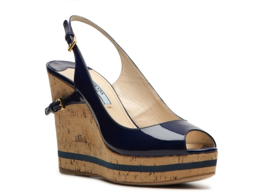 Prada Patent Leather Wedge Sandal