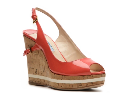 Prada Patent Leather Wedge Sandal