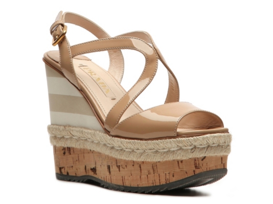 Prada Patent Leather Wedge Sandal