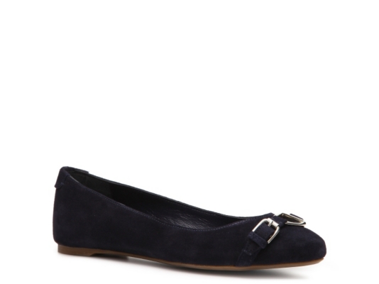 Ralph Lauren Collection Tabitha Suede Buckle Flat