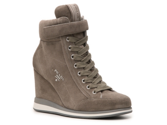 Prada Suede Wedge Sneaker