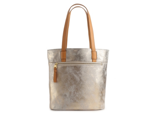 Perlina Lucia Metallic Leather Bucket Tote