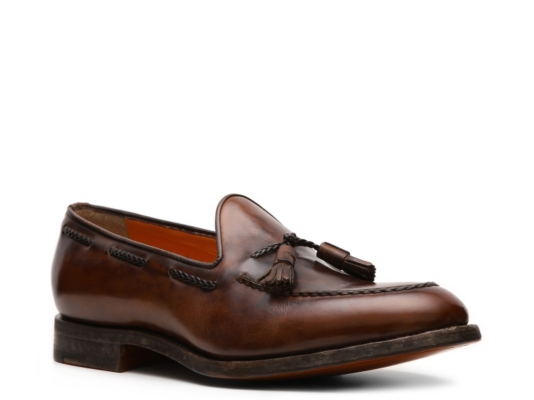 Santoni Burnished Leather Tassel Loafer
