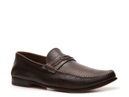 Santoni Leather Grosgrain Loafer
