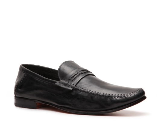 Santoni Leather Grosgrain Loafer