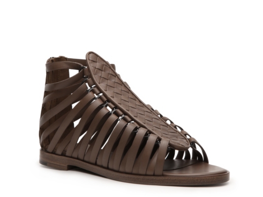 Bottega Venetta Leather Strappy Flat Sandal