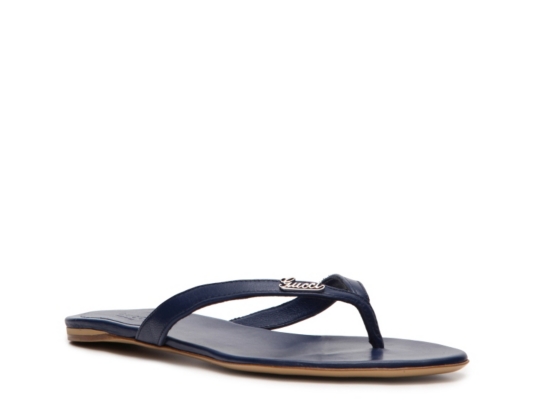 Gucci Leather Script Flip Flop