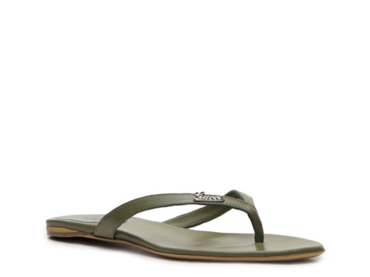 Gucci Leather Script Flip Flop