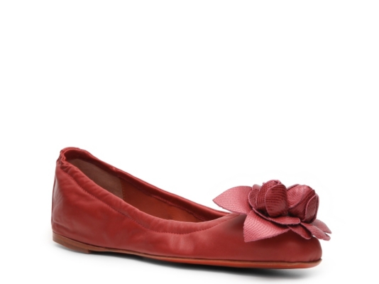 Santoni Leather Flower Flat