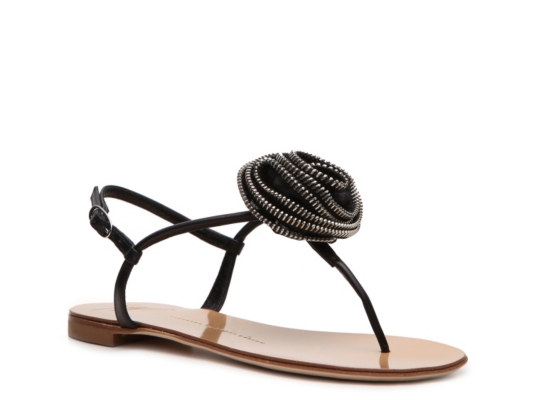 Giuseppe Zanotti Leather Flower Flat Sandal