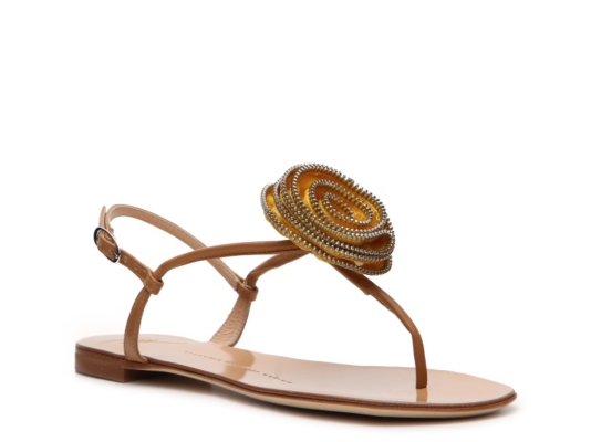 Giuseppe Zanotti Leather Flower Flat Sandal