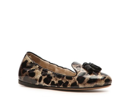 Prada Leopard Patent Leather Tassel Flat