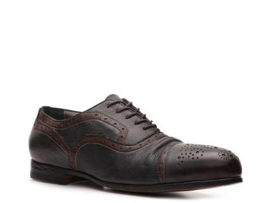 Santoni Textured Leather Cap Toe Oxford
