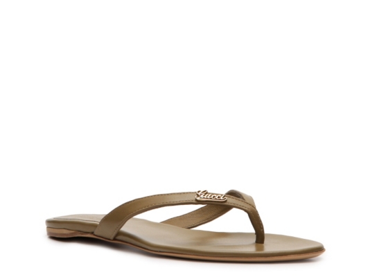 Gucci Leather Script Flip Flop