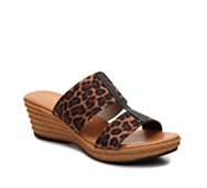 Italian Shoemakers Slide Leopard Wedge Sandal