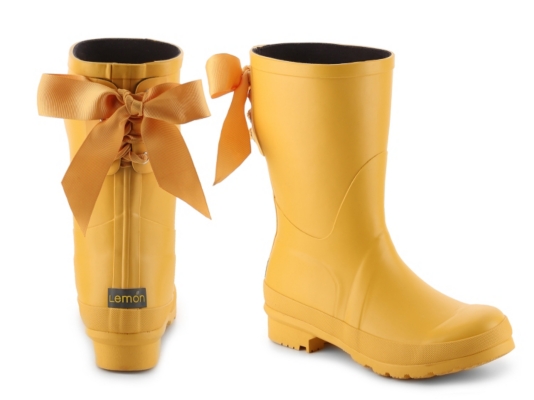 lemon rain boots