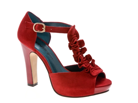 Madden Girl Setra Faux Suede Ruffled T-Strap Platform