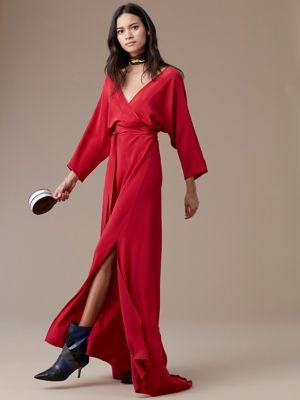 Long-Sleeve Floor-Length Wrap Dress | Landing Pages by DVF