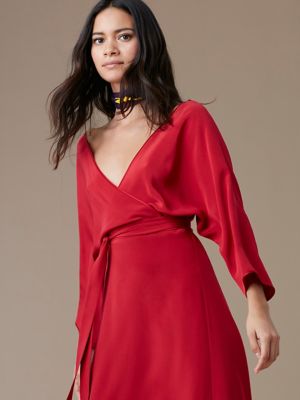 floor length wrap dress with sleeves