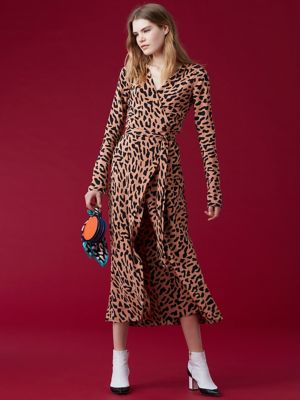 dvf long sleeve wrap dress