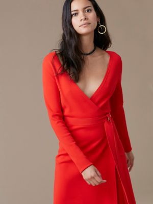 dvf wrap dress red