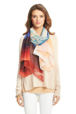 Washed Chiffon Printed Silk Scarf in Sandscape by DVF