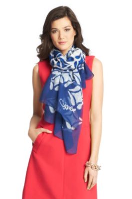 Eaden Printed Scarf in Ikat Scarf Blue by DVF