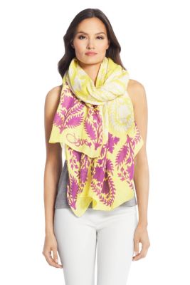 Security Blanket Oversized Linen Scarf in Indian Brocade Scarf Yellow by DVF