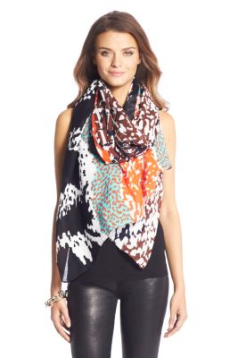 Security Blanket Oversized Linen Scarf in Oasis Snake Luxe Multi by DVF