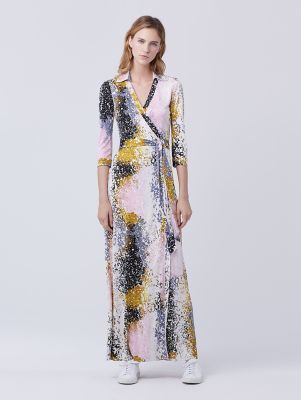 dvf collared wrap dress