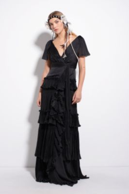 DIANE von FURSTENBERG - Mina Gown in Black :  womens layered pleated diane