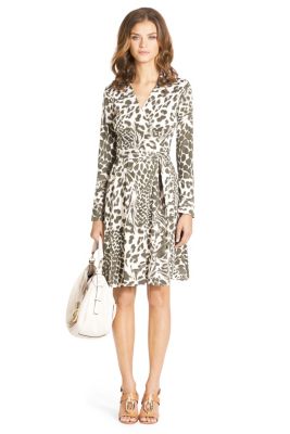 T72 Silk Jersey Wrap Dress in Feather Leopard by DVF