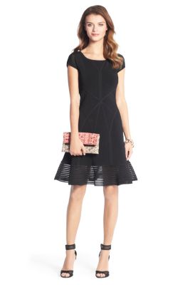 St. Petersburg Fit and Flare Knit Dress in Black by DVF
