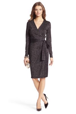 Metallic Knit Wrap Dress