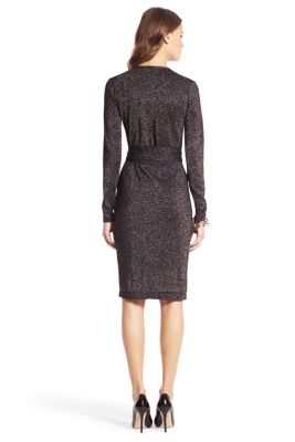 Metallic Knit Wrap Dress