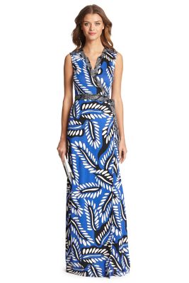 Home Sale Dresses DVF Orchid Silk Jersey Maxi Wrap Dress