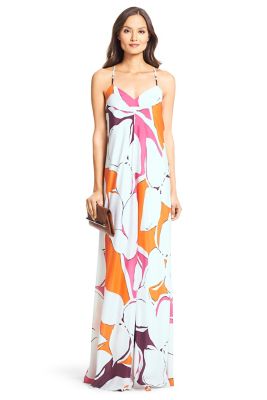 DVF Barths Silk Maxi Dress In Eden Garden Multi