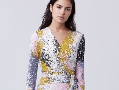 dvf collared wrap dress