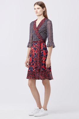 dvf collared wrap dress