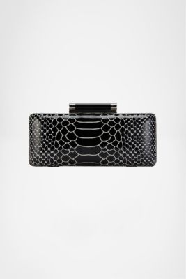 Tonda Printed Patent Python Clutch