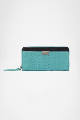 Zip Continental Embossed Python Small Wallet