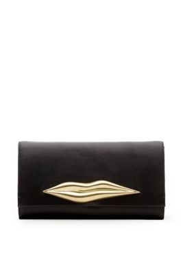 Carolina Lips Leather Clutch