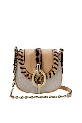 Sutra Mini Leopard Laced Canvas Crossbody Bag in Natural/ Leopard by DVF