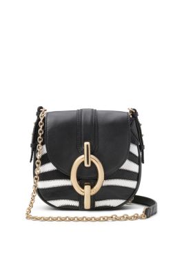 Sutra Mini Zebra Patchwork Leather Crossbody Bag in Black/ White Zebra by DVF